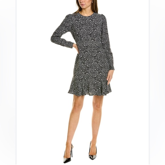 Boden NWT Flippy Black Ditzy Floral Long Sleeve High Neck Mini Dress- Size 2‎ - Picture 1 of 8